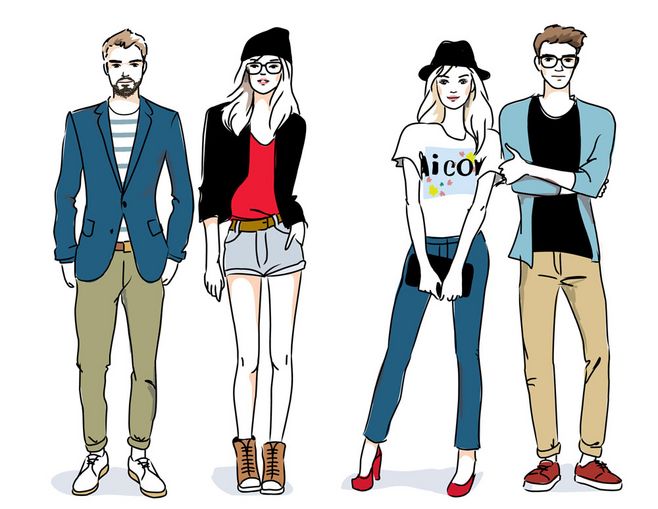 時(shí)尚服裝模特插畫圖片