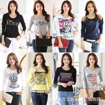 【自主品牌2017秋季長袖t恤女裝外貿原單韓版女式T恤廠家直銷長袖打底衫女裝長袖】東莞市萬江德韻服裝銷售部 - 產品庫