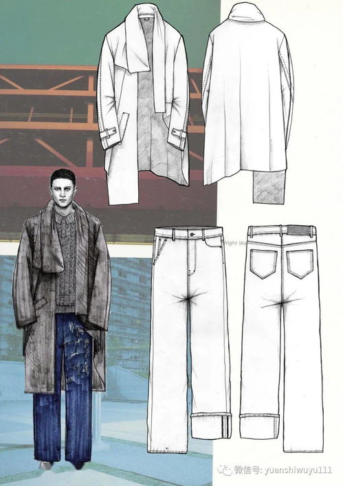 服裝款式圖 之 設計展示面板 效果圖vs款式圖對照板